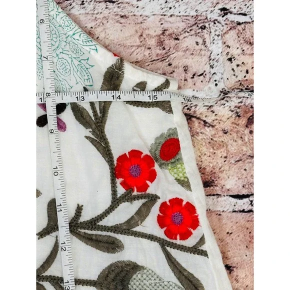 Anthropologie Dolma Embroidered Floral Cotton Shift Dress Boho Festival Small - Picture 14 of 15
